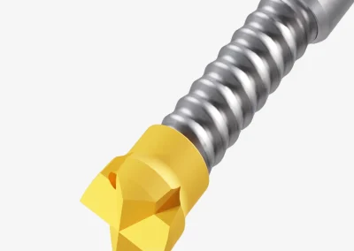 Close-up of a Minova SDA spherical-cap nut that compensates angle deviation and ensures safe load transfer from plate to bar