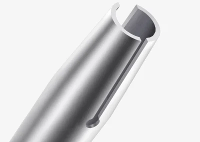 Close-up of a Minova Friction Rock Bolt showing the ring and dome plate interface for load transfer and mesh retention