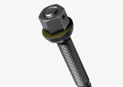Close-up of a Minova Tension Rebar Bolt showing the thread profile and rolled surface finish for reliable tensioning