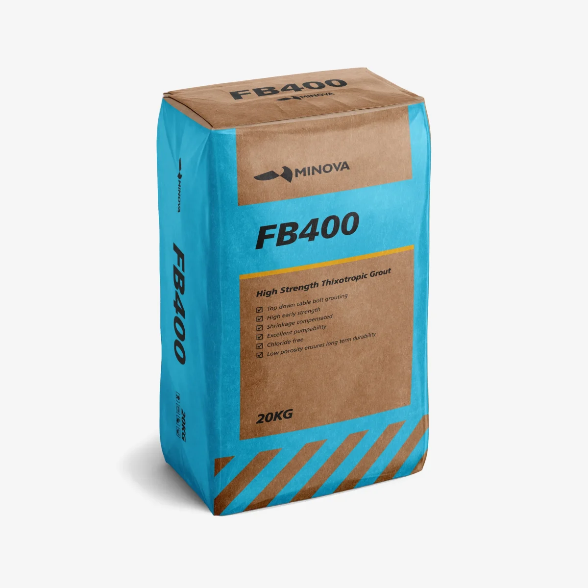 Minova FB400 high-strength thixotropic anchoring grout range for top-down cable bolting and long tendon installation in mining