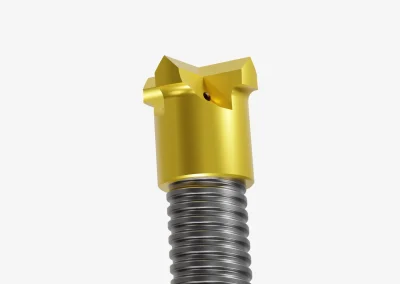 Detail view of a Minova SDA T76 Self Drilling Anchor with sacrificial drill bit for one-pass installation