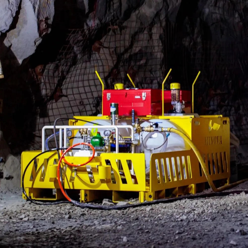 Minova SK90 air-driven resin injection pump system for underground mining ground support and roof bolting applications