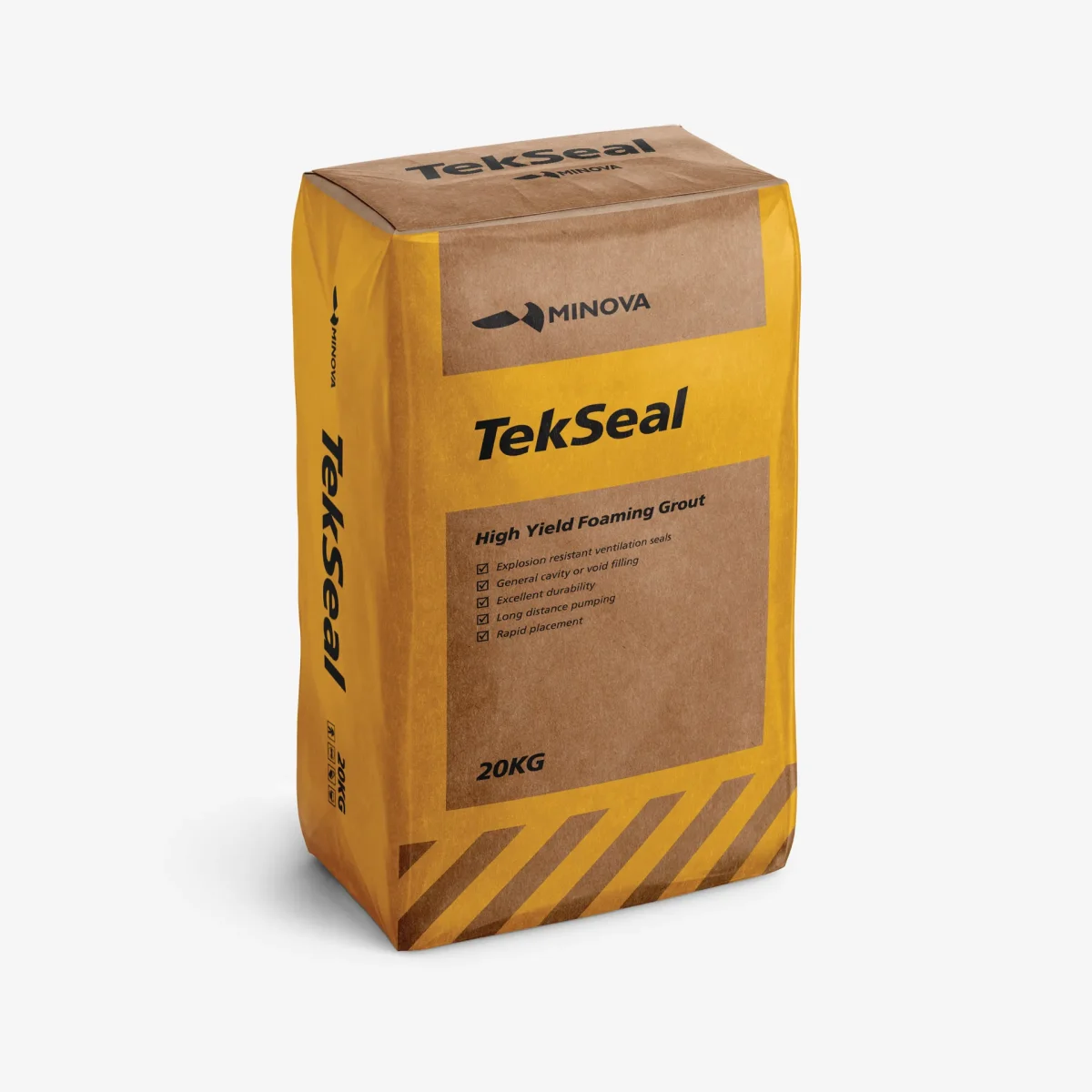 Minova TekSeal high-yield pumpable cement foam range for ventilation seals, barriers and void filling in underground mining