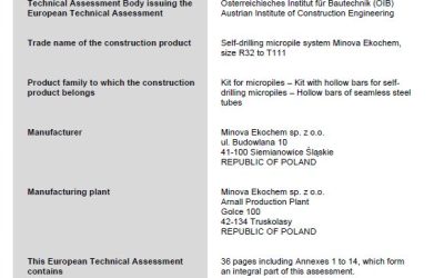 Minova Self Drilling Anchor systems have achieved CE certification for Micropile Applications
