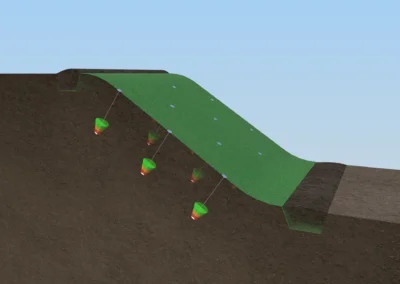 Erosion Control Green Trench 03 4K with sky